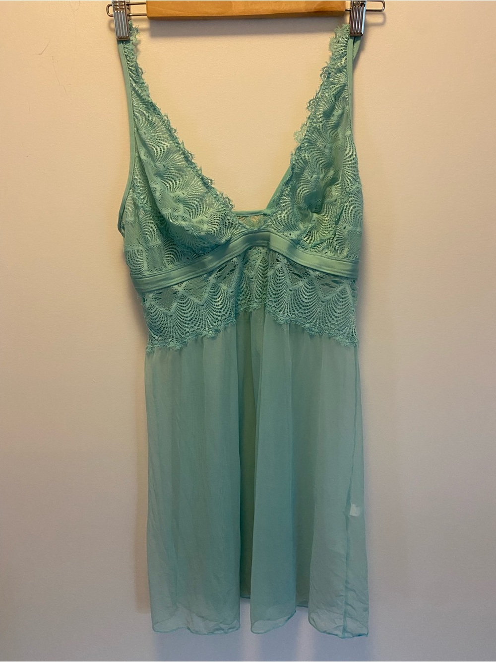 Cosabella Mint Green Lace & Sheer Babydoll Chemise